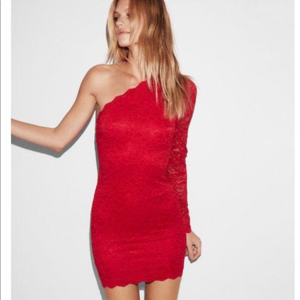 Red lace Express mini dress
